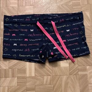 Pajama Blue and Pink Shorts with Multicolor Text